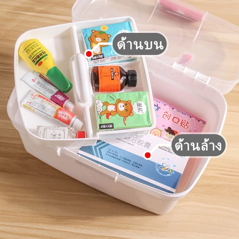 กล่องพยาบาล กลองอเนกประสงค์ กล่องยาสามัญประจำบ้าน เจัดเก็บง่าย เป็นระเบียบ แบบใส สองชั้น น้ำหนักเบา วัสดุ : PP thumbnail 5