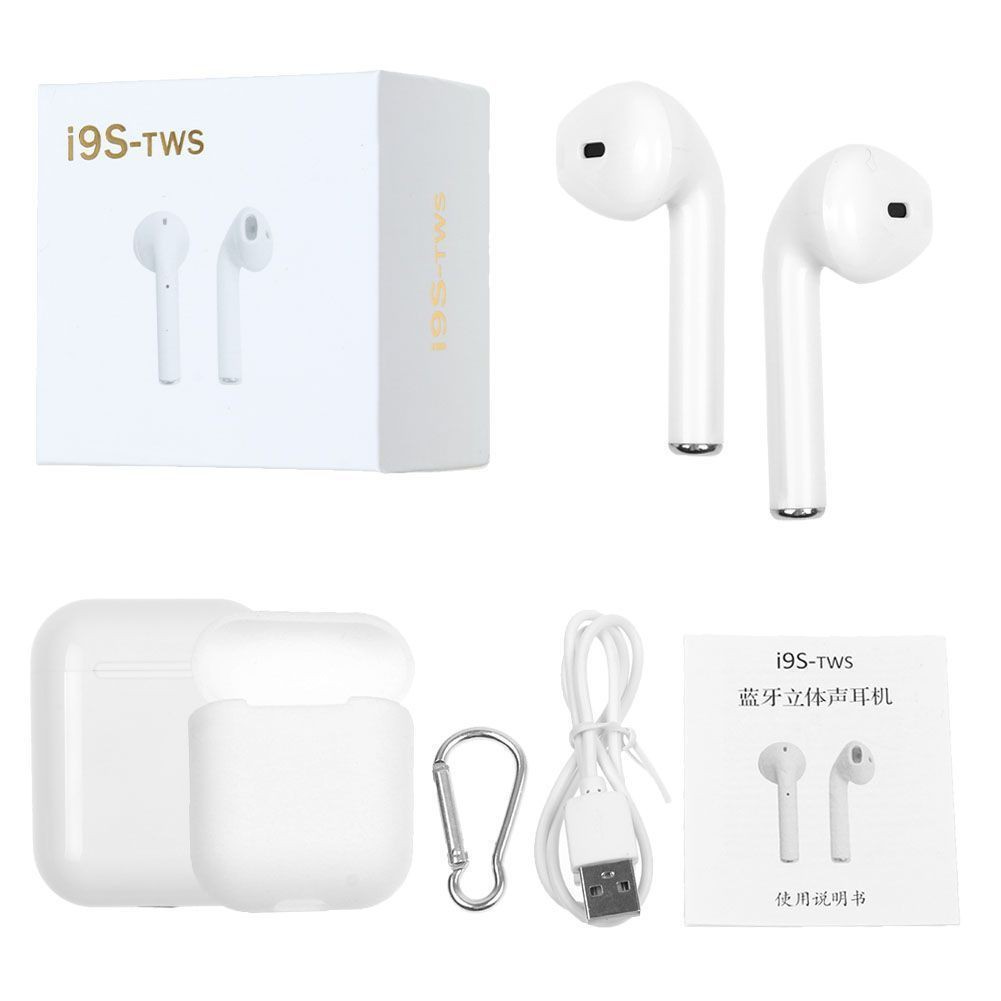 I9S TWS Earbuds หูฟังบลูทู ธ หูฟังไร้สายบลูทู ธ ชุดหูฟังไร้สายแบบสองด้านสำหรับโทรศัพท์ที่รองรับบลูทู