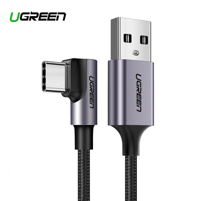Ugreen (50941,50942)สายถัก 3A USB Type C 90 Degree Angle Cable Data Sync and Fast Charge(0.5,1เมตร,2เมตร )(50940)