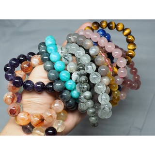 สร้อยข้อมือหินแท้ labradolite moonstone tiger eye fluorite amazonite rose quartz hematoid lapis lazuli black rutile