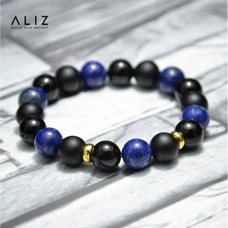 กำไลหินมงคล นำโชค ลาพิส ลาซูลี (Lapis Lazuli)  ฮอว์คอาย ( Hawk’s eye ) ขนาด 10.5 มิล