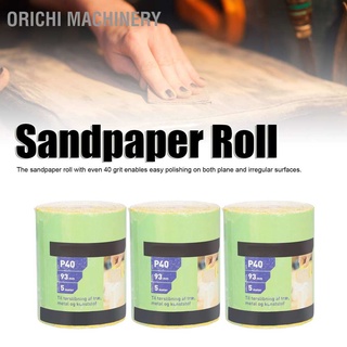 Orichi Machinery 3 Rolls Sandpaper Roll 40 Grit Abrasive Sheet Polishing Grinding Tool for Furniture Yellow