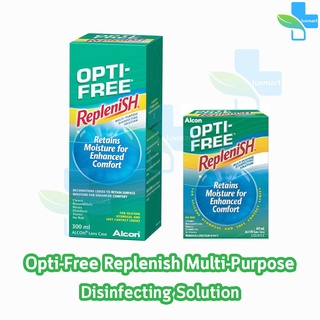 Alcon OPTI-FREE Replenish 60,300 ml [1 ขวด] ออฟติ ฟรี รีเพลนิช น้ำยาล้างคอนแทคเลนส์ ฟรี ตลับใส่คอนแทคเลนส์ Opti Free