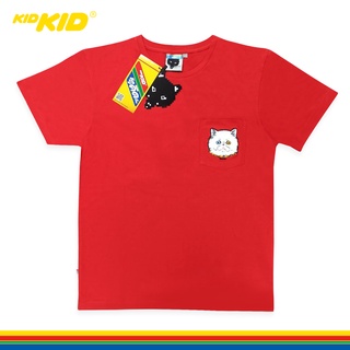 Kidkid(คิดคิด) เสื้อแขนสั้น Limited Edition คิดคิด ลายแมวเล็ก สีแดง