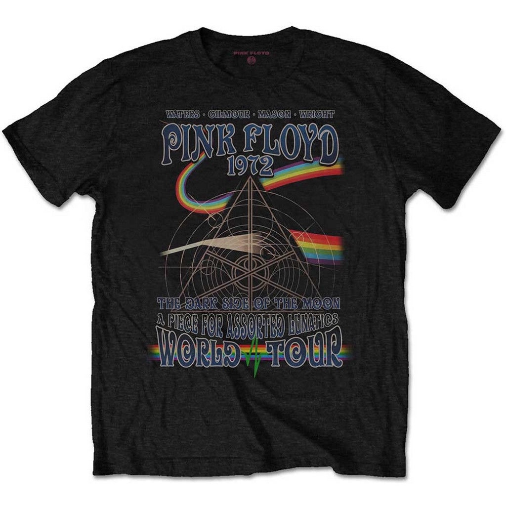 เสื้อยืดลาย Pink Floyd 'Assorted Lunatics World Tour 1972' สําหรับผู้ชายผู้หญิง