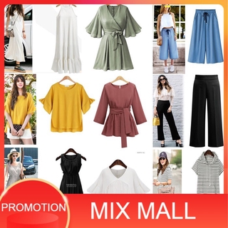 (ลดล้างสต็อก2) MixMall ชุดเดรส เสื้อเชิ้ต ชุดสาวอวบ Premium European Plus Size Blouse Top