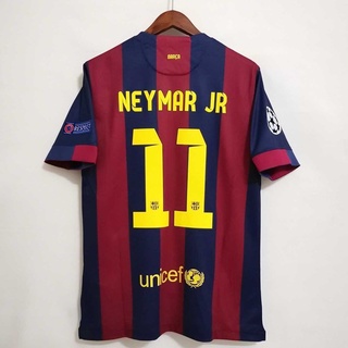 เสื้อกีฬาแขนสั้น ลายทีมชาติฟุตบอล Barcelona NEYMAR JR MESSI 14 15 ชุดเยือน สไตล์เรโทร สําหรับผู้ชาย