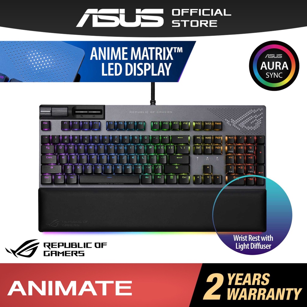 คีย์บอร์ดเกมมิ่ง ASUS ROG Strix Flare II Animate gaming mechanical keyboard with AniMe Matrix™ LED display