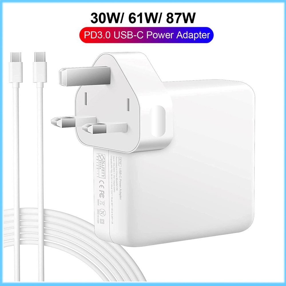 30W / 61W / 87W USB-C Power Adapter Charger สําหรับ Macbook Pro 13 15 (2016/2017/2018/2019/2020/2022