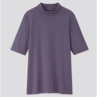 เสื้อยืดคอปีน Uniqlo สีชมพู แขน3 ส่วน ไซส์ M มือหนึ่งป้ายห้อย