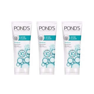 โฟมล้างหน้า พอนส์ แอคเน่ เคลียร์ 100 กรัม Ponds Acne Clear x 3 หลอด