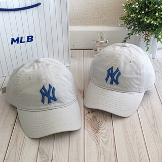 &lt;พร้อมส่ง&gt;หมวก MLB N-Cover Ball Cap หมวกสีเทา โลโก้ NY สีน้ำเงิน 📓📘