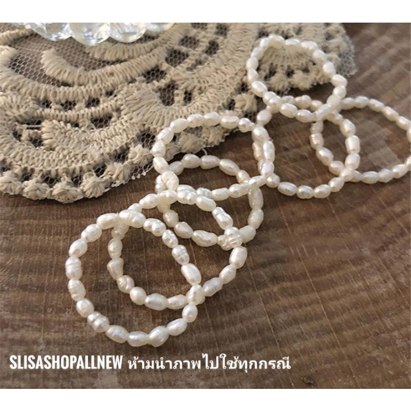 เเหวนไข่มุกเเท้ทรงอิสระ ขนาด3-4mm. เเบบเรียบๆสวยเก๋