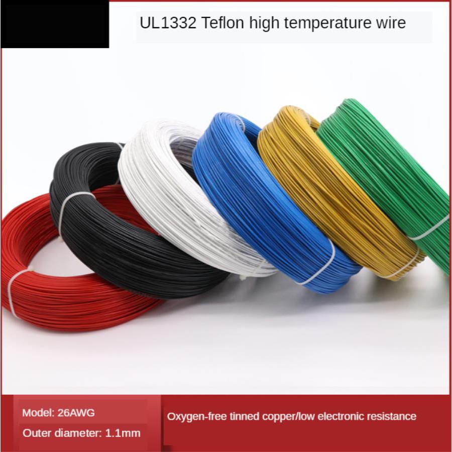 2เมตร UL1332 เทฟลอนลวดอุณหภูมิสูง PTFE ลวดทองแดงทนกรดและด่างลวดสายไฟ