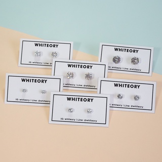 ต่างหูเพชร ต่างหูมุกเบสิก Basic diamond and pearl earrings | Whiteory