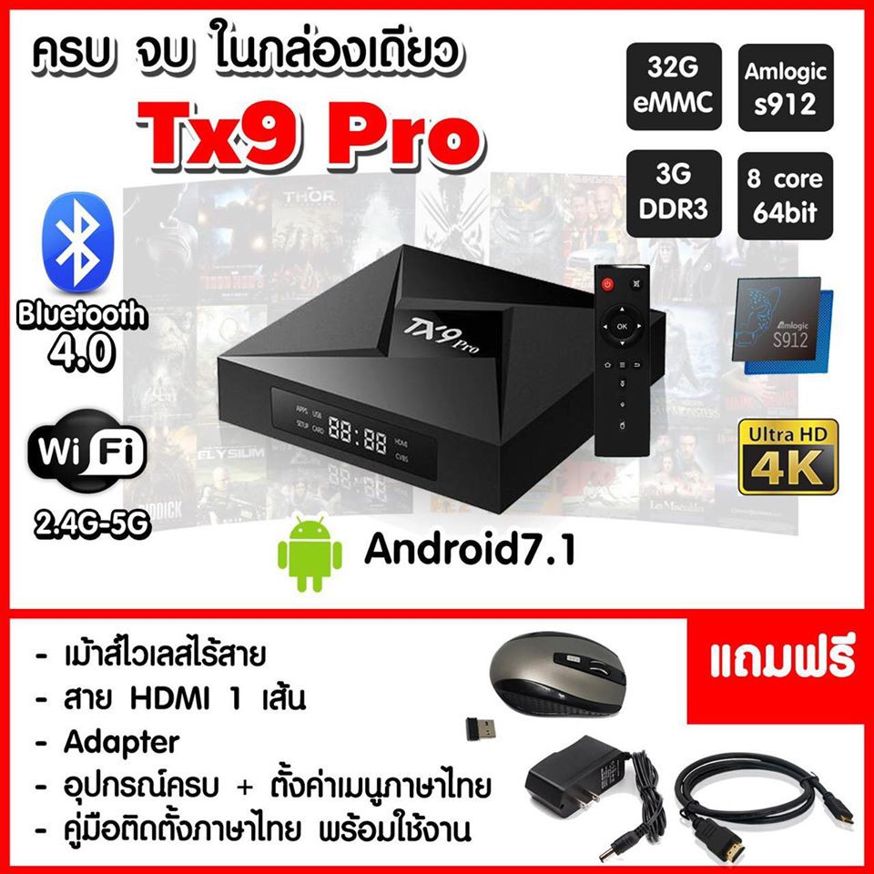 กล่องเอนดรอย์ tx9 pro มือสองCpu 8Core แรม กิ๊ก รอม 32 กิ๊ก