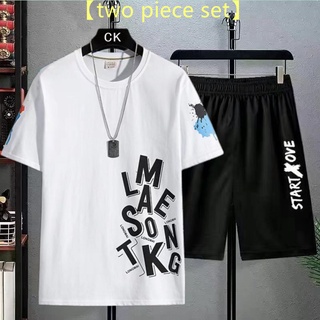 【M-5XL】เสื้อยืดคอกลม พิมพ์ลาย สไตล์ฮ่องกง ฮิปฮอป ขนาดใหญ่ เหมาะกับฤดูร้อน สําหรับผู้ชาย【เสื้อยืด + กางเกง】