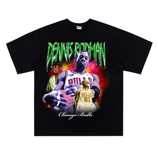 เสื้อยืดโอเวอร์ไซส์[Yootaaa] เสื้อยืดแขนสั้น ผ้าฝ้าย ทรงหลวม ลาย NBA The Worm Dennis Rodman แฟชั่นสตรีท สไตล์ฮิปฮอป 2022