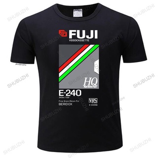 เสื้อยืดสีดำอินเทรนด์เสื้อยืดลําลอง ผ้าฝ้าย โพลีเอสเตอร์ พิมพ์ลาย FUJI Vaporwave VHS แฟชั่นฤดูร้อน สําหรับผู้ชายS-4XL