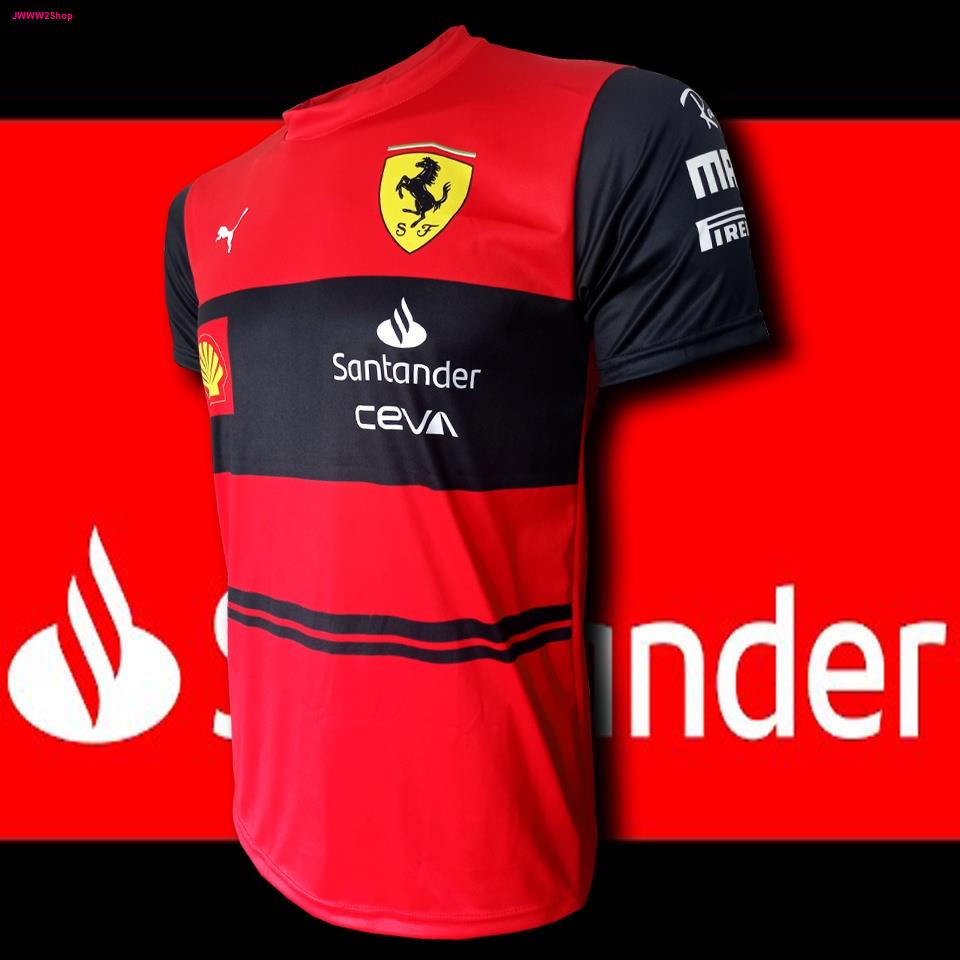 เสื้อยืดคอกลม ฟอร์มูลาวัน ทีม Ferrari Santander เสื้อยืดทีม เฟอร์รารี่ ซานตานเดอร์ #FM0038 ไซส์ S-3XL