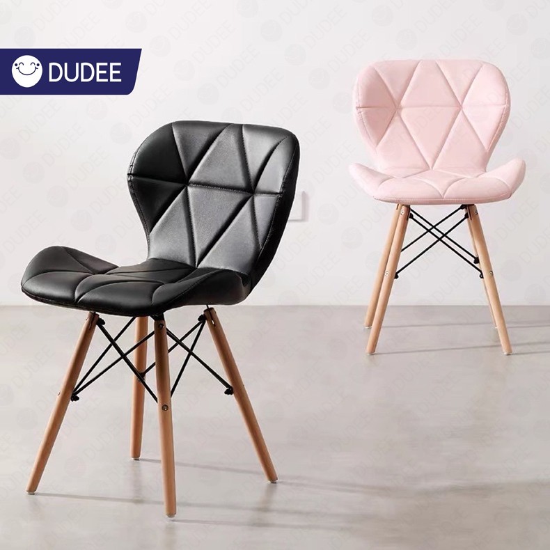 DUDEE เก้าอี้โมเดิร์น SF22 หุ้มหนังนุ่มสบาย สวยงาม ขาไม้สีบีช เก้าอี้เอนกประสงค์ เก้าอี้โมเดิร์น