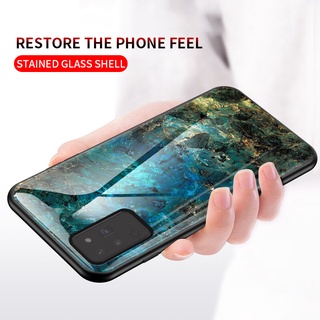 For Samsung Galaxy Note9 Note8 Note10 plus Note20 Case หินอ่อน เคสแข็งเคสสำหรับเคสกันกระแทกเคสโทรศัพท์ Marble Gradient Tempered Glass Protective Back Cover Case for Samsung Note 20 Ultra Note10+ a91 M60S Note10Lite เคสกันกระแทกเคสโทรศัพท์