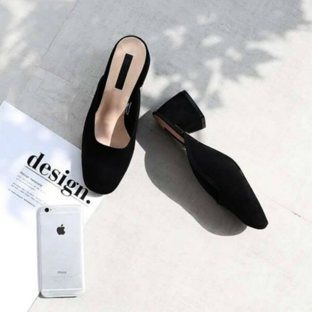 Mule shoes รองเท้าสวม ปลายตัด สีดำ