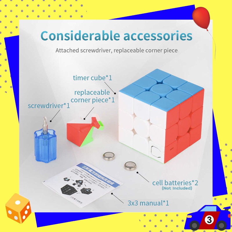รูบิค ลูกบาศก์ 3x3x3 มีเครื่องจับเวลาในตัว Moyu Meilong MF3 Rubik Timer Cube