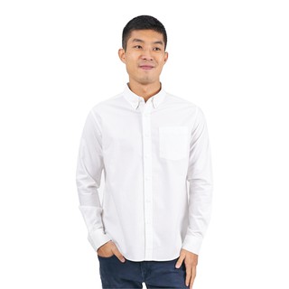 Han&amp;Co.Oxford Shirt Long Sleeve-White เสื้อเชิ้ตแขนยาวสีWhite(สีขาว)