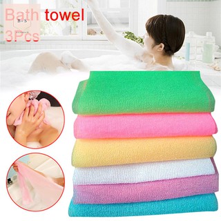 3Pcs Nylon Mesh Bath Shower Body Washing Clean Exfoliate Puff Scrubbing Towel Wash Cleaning Tool