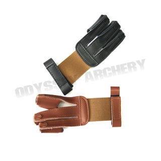 Archery Glove 3 Fingers Tip Pull Bow Arrow Leather PVC Brown Archery Finger Guard Hand For Hunting Shooting Gloves P