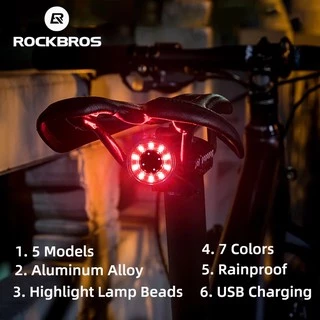 【TH Delivery】ROCKBROS ไฟท้ายจักรยาน LED ชาร์จ USB หลายสี