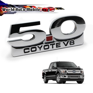 โลโก้ Logo "5.0 TWIN TURBO" สี Chrome F-150 Ford 2, 4 ประตู ปี