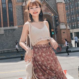 เสื้อครอป ผ้าถักโครเชต์แฮนด์เมด สำหรับผู้หญิง