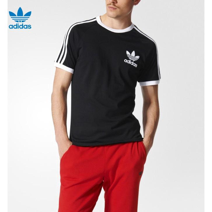 Adidas Original เสื้อยืดแขนสั้นสีดำสำหรับผู้ชาย Casual