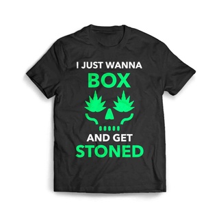 เสื้อผ้าผชเสื้อยืด พิมพ์ลายมวย I Just Wanna Box And Get Stoned Gym สําหรับผู้ชายS-5XL