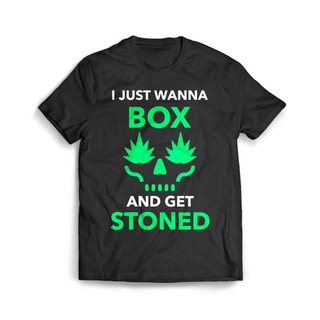 เสื้อผ้าผชเสื้อยืด พิมพ์ลายมวย I Just Wanna Box And Get Stoned Gym สําหรับผู้ชายS-5XL