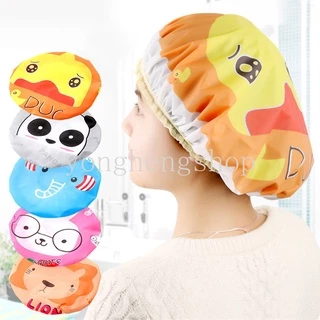 หมวกคลุมผมอาบน้ํา PVC ลายการ์ตูนสัตว์ กันน้ํา ใช้ซ้ําได้