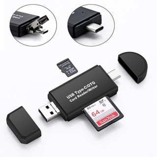 เครื่องอ่านการ์ดความจํา type c otg micro usb 2 . 0 tf sd 3 in 1 Card Reader