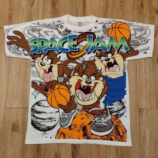 TAZMANIA SPACE JAM BOOTLEG OVERPRINT 1995 เสื้อวง เสื้อทัวร์ เสื้อลายการ์ตูน