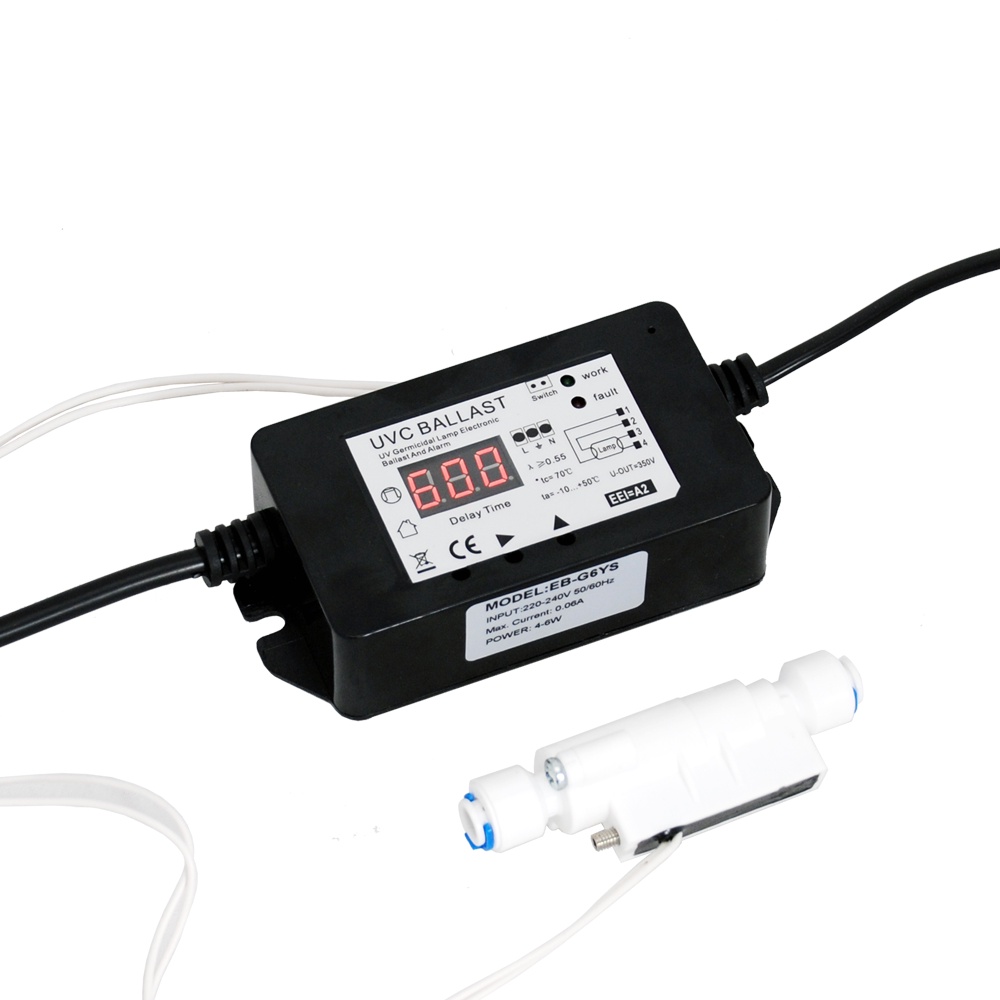 บัลลาสต์โคมไฟ UV Coronwater พร้อม Flow Switch และสัญญาณเตือนข้อบกพร่องสําหรับโคมไฟ 4-6W EB-GYS06
