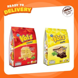 Voiz Cracker Creamy Butter,Choco Crispies วอยซ์ แครกเกอร์ครีมมี่บัตเตอร์ วาฟเฟิลช็อกโกคริสปี้ 1ห่อ มี 24 ซองๆละ8 กรัม