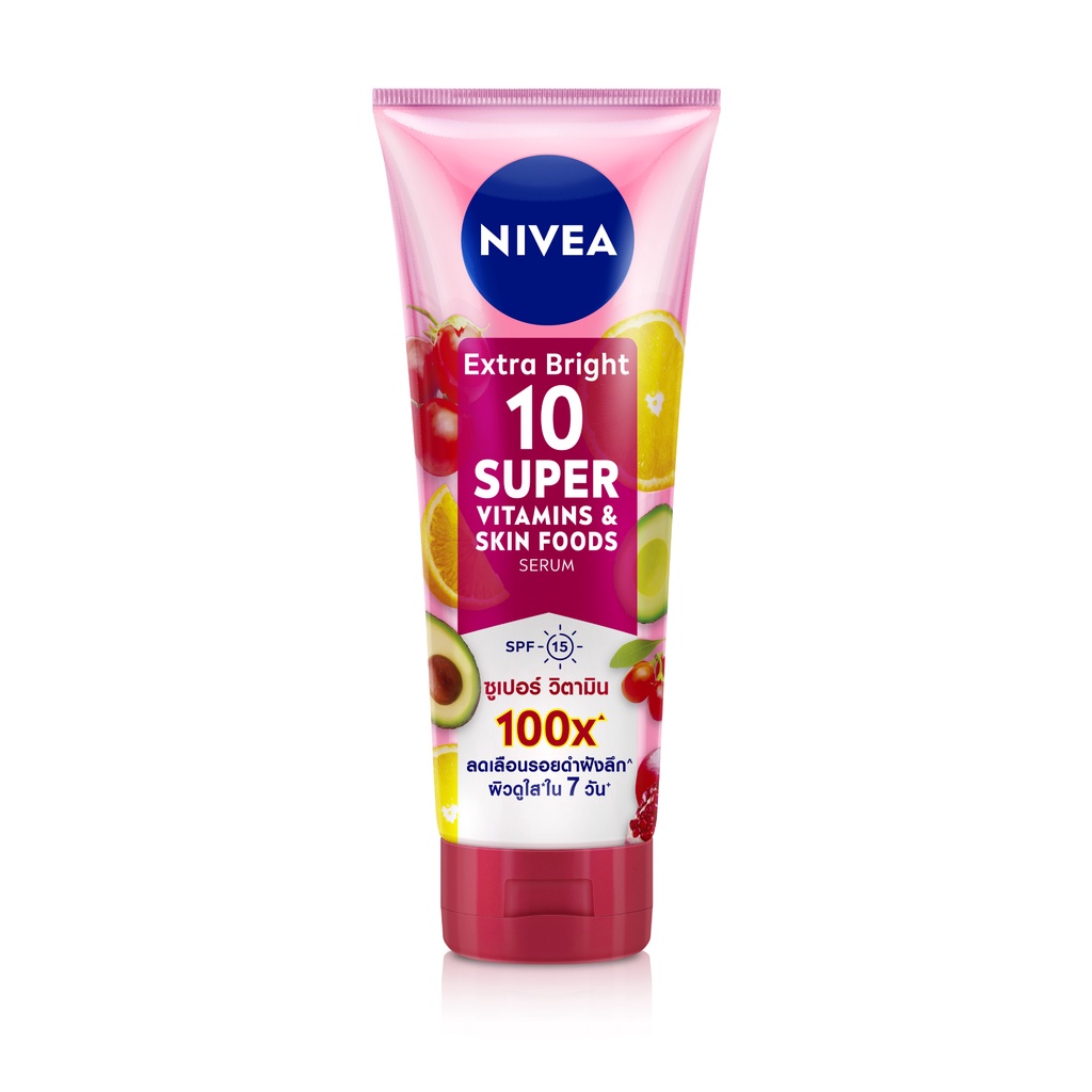 นีเวีย เอ็กซ์ตร้า ไบรท์ 10 ซูเปอร์ วิตามิน แอนด์ สกินฟู้ด เซรั่ม 180มล. NIVEA Extra Bright 10 Super Vitamins & Skin Food #8