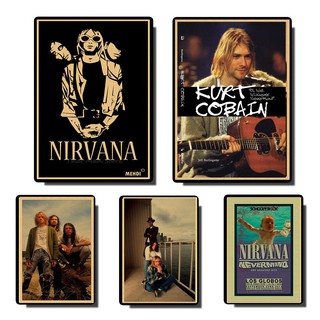 โปสเตอร์ ลาย Nirvana Kurt Cobain แนววินเทจ สําหรับตกแต่งบ้าน