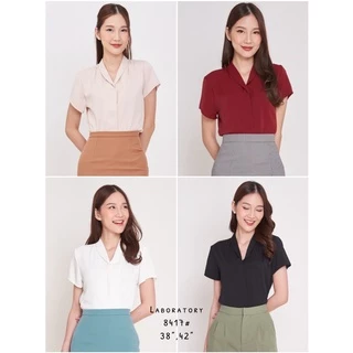 Laboratory เสื้อ 8417# คอปกวีแขนสั้นสีพื้น ไซส์ 36”,38”,42”