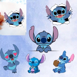 แผ่นสติกเกอร์ไวนิล ลาย Lilo &amp; Stitch ซักล้างได้ สําหรับตกแต่งเสื้อผ้า DIY