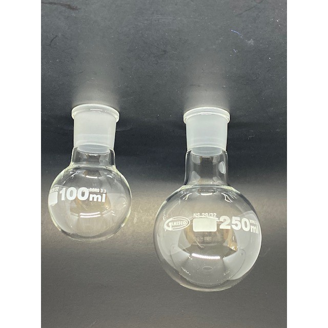 ขวดก้นกลม Round Bottom Flask S29/32 100ml 250ML 500ML 057.202 แบบมีข้อต่อ ยี่ห้อ GLASSCO ประเทศอังกฤษ พร้อมส่ง