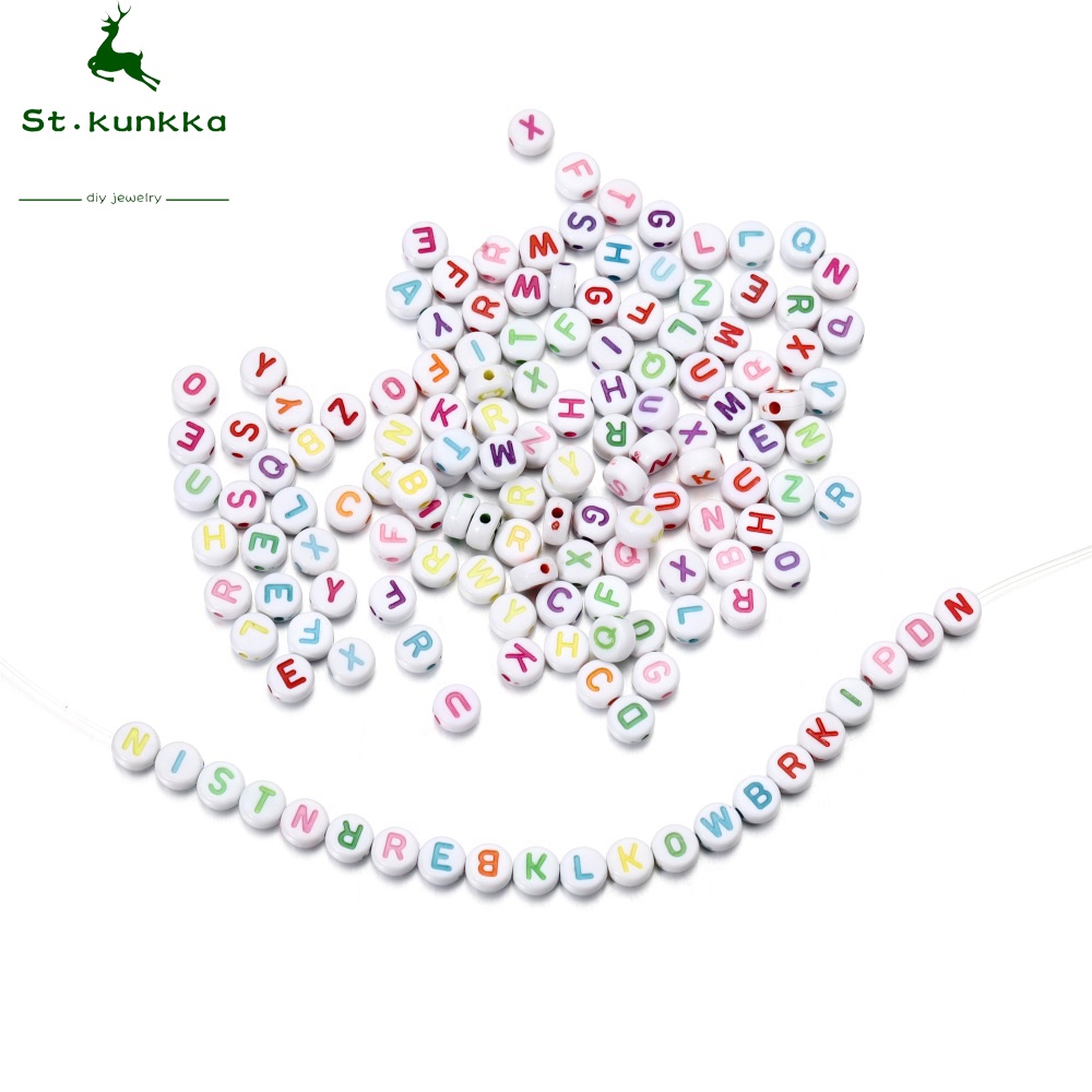 ลูกปัดตัวอักษร  100ชิ้น/แพ็ค อะคริลิค แบบหัวใจ-สีขาว สำหรับDIYจี้เครื่องประดับ