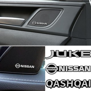 สติกเกอร์อลูมิเนียม รูปตราสัญลักษณ์ สําหรับติดตกแต่งภายในรถยนต์ Nissan Juke Qashqai Sunny LIVINA จํานวน 4 ชิ้น ต่อชุด