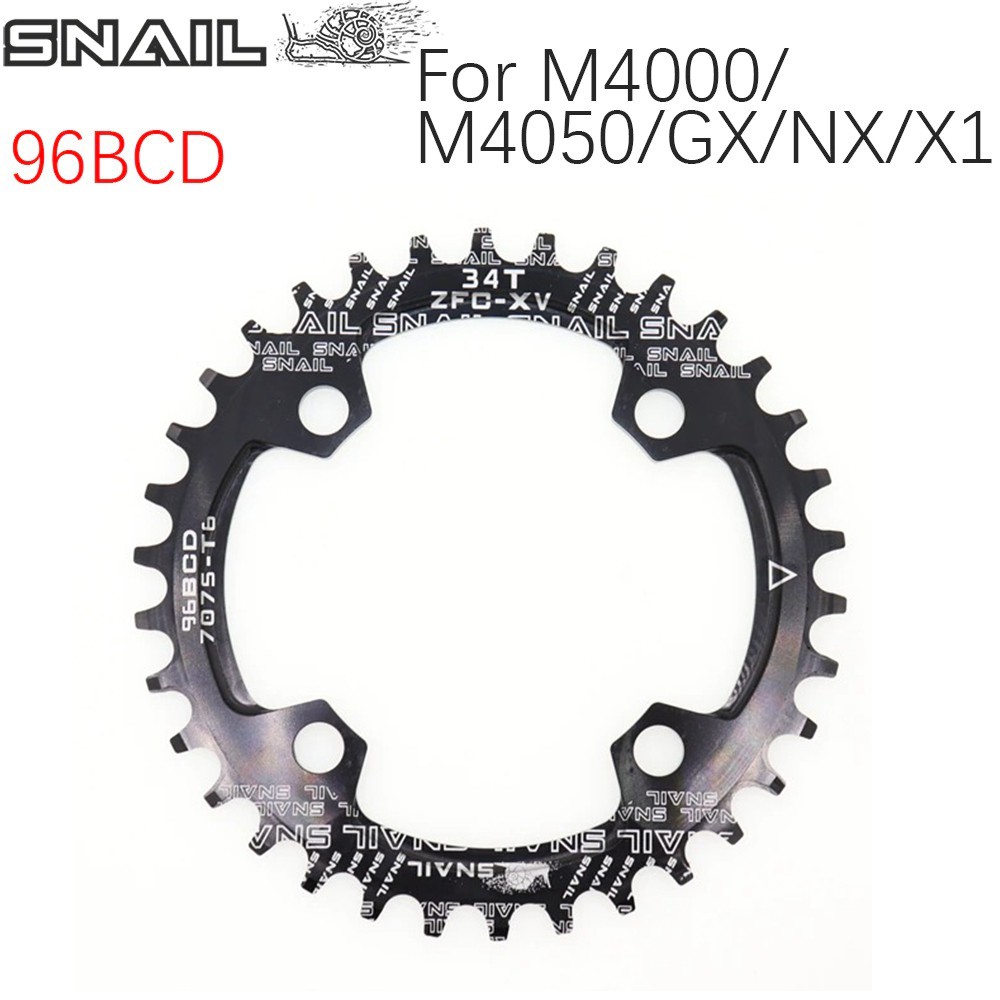 SNAIL ใบจานหน้าเดี่ยว MTB Round Chainring 96BCD 32T 34T 36T 38T for alivivo M4050 M4000 Sram NX GX X